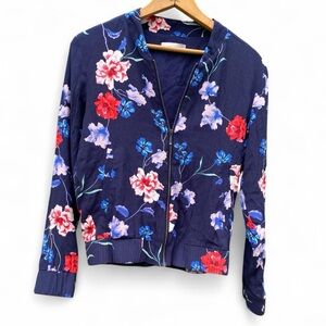Tart Collection NWT Women's Navy Blue Floral Zip Front Lightweight Jacket Size S